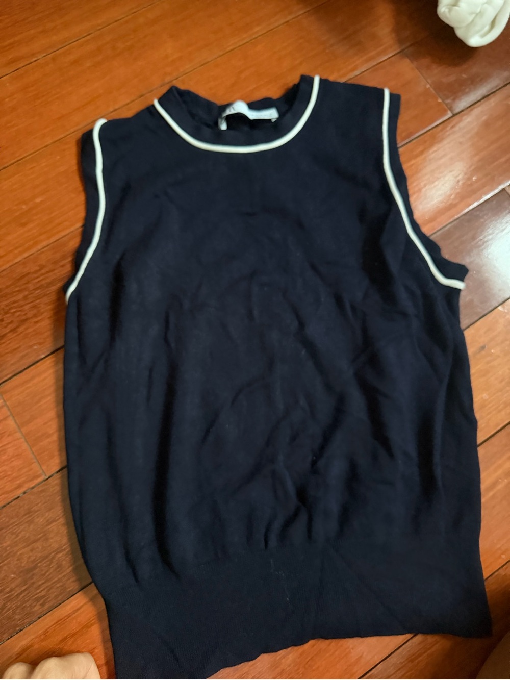 Zara Navy Tank Top with White Trim
